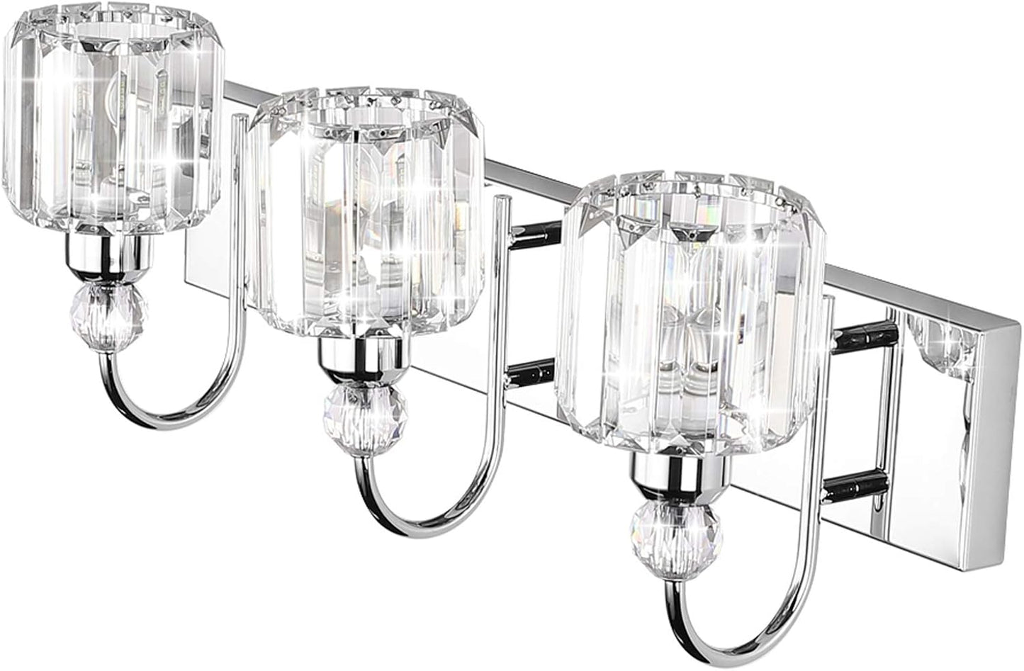 Modern LED Crystal Bathroom Vanity Lights 3-Lights Stainless Steel Crystal Vanity Lights over Mirror Modern Crystal Bathroom Vanity Lighting Fixtures