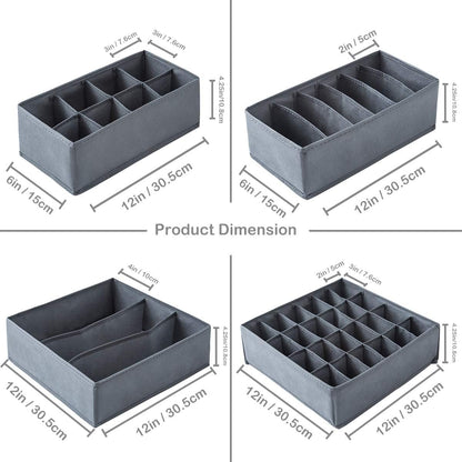 4 Pack Foldable Drawer Organizers, Sock and Underwear Drawer Organizer Clothes, Desk Closet Fabric Organizer and Storage Drawer Dividers for Dresser Panties Underwear Bra Socks