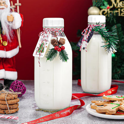 Square Liter Glass Milk Bottles with Airtight Lid - 100% Leak-Proof Heavy Duty Screw Cap, 32 Oz Glass Juice Bottles W Scale Mark, Reusable Jugs Pitcher for Homemade Juice(Extra 1 Lid and Pen)