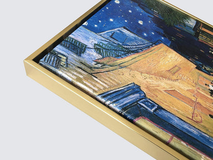 Framed Wall Art Canvas Prints of Cafe Terrace at Night Canvas Prints Wall Art by Van Gogh Paintings Reproduction Abstract Artwork for Wall Decor Golden Frame