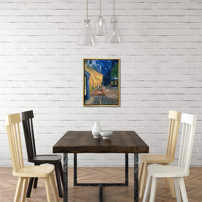 Framed Wall Art Canvas Prints of Cafe Terrace at Night Canvas Prints Wall Art by Van Gogh Paintings Reproduction Abstract Artwork for Wall Decor Golden Frame