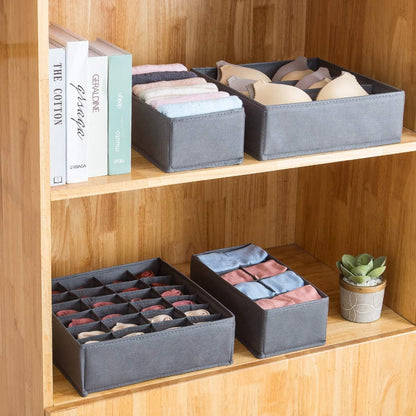 4 Pack Foldable Drawer Organizers, Sock and Underwear Drawer Organizer Clothes, Desk Closet Fabric Organizer and Storage Drawer Dividers for Dresser Panties Underwear Bra Socks