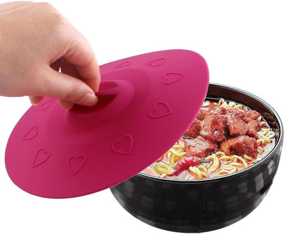 Silicone Microwave Food Covers, IPHOX Food Grade Creative Diamond Mug Cover [Set of 5] Anti-Dust Airtight Seal Cup Cover, 5 Sizes Heat Resistant Silicone Drink Cup Lids for Bowls, Cups, Pots and Pans