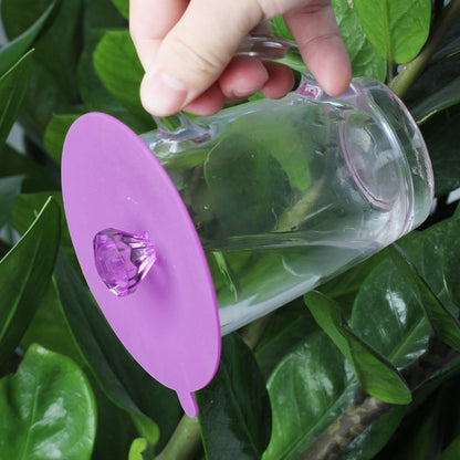 Silicone Microwave Food Covers, IPHOX Food Grade Creative Diamond Mug Cover [Set of 5] Anti-Dust Airtight Seal Cup Cover, 5 Sizes Heat Resistant Silicone Drink Cup Lids for Bowls, Cups, Pots and Pans