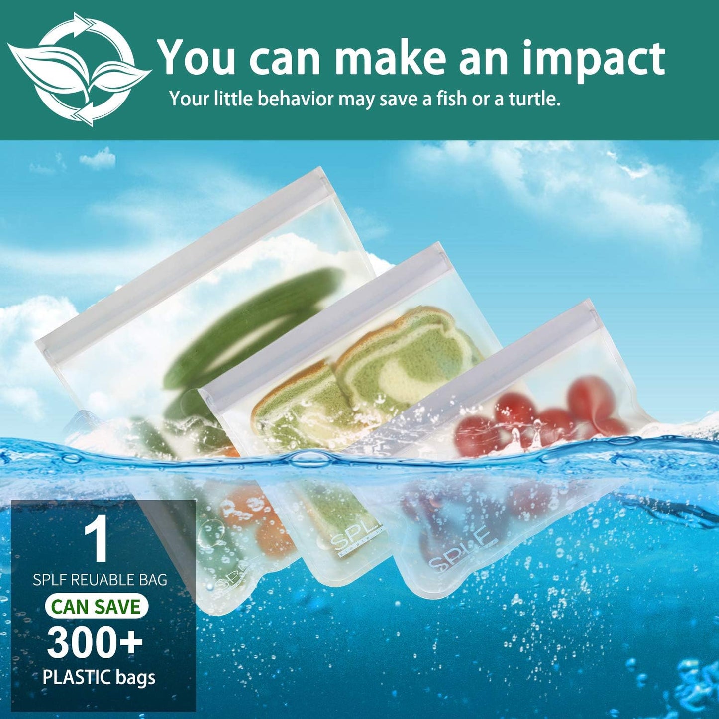 18 Pack BPA FREE Reusable Storage Bags (6 Gallon Freezer Bags, 6 Sandwich Bags, 6 Snack Bags), Extra Thick Leakproof Silicone and Plastic Free Lunch Bag