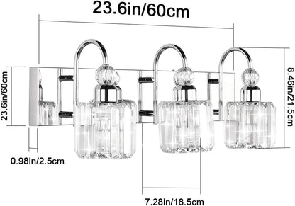 Modern LED Crystal Bathroom Vanity Lights 3-Lights Stainless Steel Crystal Vanity Lights over Mirror Modern Crystal Bathroom Vanity Lighting Fixtures