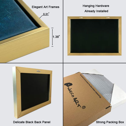 Framed Wall Art Canvas Prints of Cafe Terrace at Night Canvas Prints Wall Art by Van Gogh Paintings Reproduction Abstract Artwork for Wall Decor Golden Frame