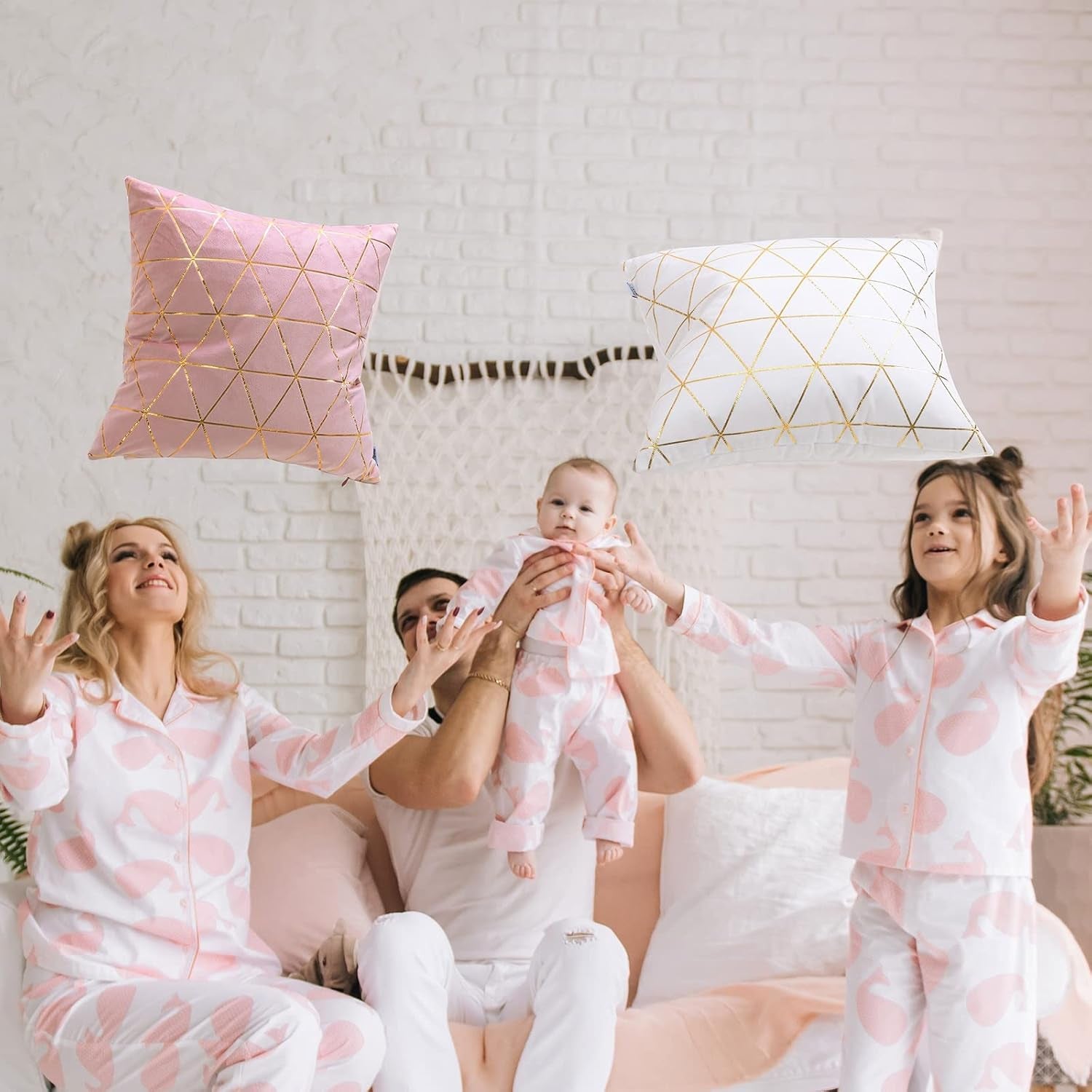 Pack of 2 Throw Pillow Covers Cases - Christmas Decorative Cushion Covers for Sofa Couch Bed Home Decoration, 20 X 20, Pink