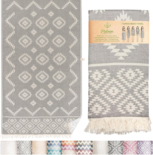 Premium Turkish Beach Towel – 35"X67" Lightweight Quick Dry Towel – 100% Cotton Sand-Free Turkish Towels – Vintage Dark Grey